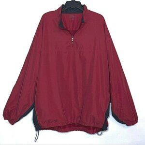 Men's PGA Tour Golf Windbreaker Quarter Zip Pullover Burgundy / Charcoal SZ XXL